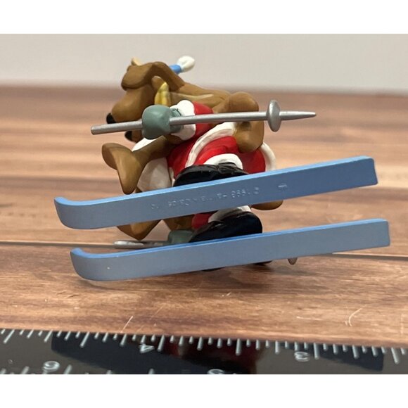 1998 HALLMARK KEEPSAKE ORNAMENT QX6776 DOWNHILL DASH SANTA SKIING W REINDEER - Picture 10 of 13